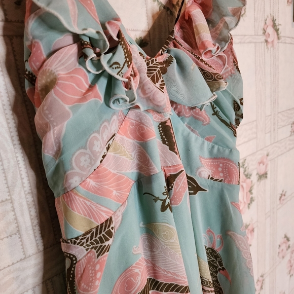 H&M Women's Tie Back Multicolored Layered Summer Dress with Ruffles Size 4 - Picture 3 of 8